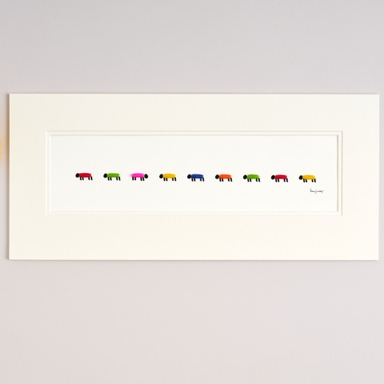 Long Row Of Bright Sheep print