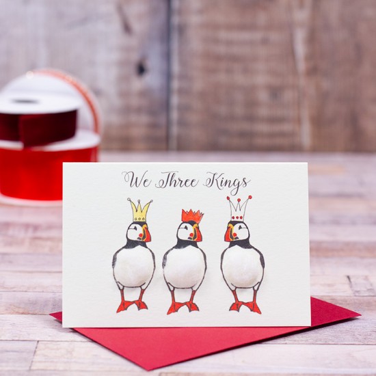 Mini 'We Three Kings' puffin card